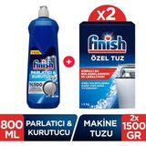 Finish Bulaşık Makinesi Özel Tuz 2 x 1500 Gr + Parlatıcı & Kurutucu 800 ml