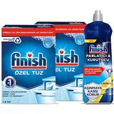 Finish Bulaşık Makinesi Parlatıcı & Kurtucu, Limon, 800ml + Tuz, 2x1500gr