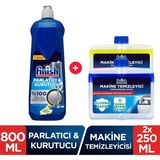 Finish Bulaşık Makinesi Parlatıcı Limon 800ml + Makine Temizleyici Sıvı 2 X 250 ml