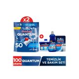 Finish Quantum 100 Tablet Bulaşık Makinesi Deterjanı, 50x2 Paket, Temizlik ve Bakım Seti