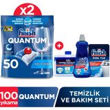 Finish Quantum 100 Tablet Bulaşık Makinesi Deterjanı (50X2) + Temizlik Ve Bakım Seti