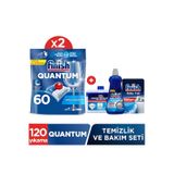 Finish Quantum 120 Tablet Bulaşık Makinesi Deterjanı 60 x 2 +Temizlik Ve Bakım Seti