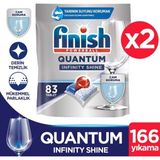 Finish Quantum Infinity Shine 166 Kapsül Bulaşık Makinesi Deterjanı Tableti Derin Temizlik ve Cam Koruma (83X2)