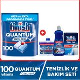 Finish Quantum Özel Seri Bulaşık Makine Deterjanı 100 Adet+Temizlik Bakım Seti