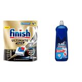 Finish Ultimate Plus 75 Kapsül Bulaşık Makinesi Deterjanı Tableti (1 x 75 Kapsül) ve Finish Bulaşık Makinesi Parlatıcı & Kurutucu (1 x 800 ml)