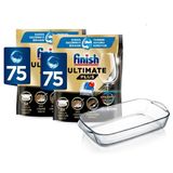 Finish Ultimate Plus Bulaşık Tableti, 2x75 Tablet, CycleSync Teknolojili, Borcam Dikdörtgen Fırın Kabı Dahil