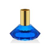 Finnes Mavi Kristal Cam Mumluk, Altın Metal Detaylı, 8x8x7,5 cm, Tek Gözlü, Dekoratif
