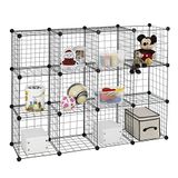 Finnhomy 12 Storage küpleri çok aşamalı kullanım DIY tel kafes Organizer Wandorganisator raf dolap tel kafes plaka Garage Storage Rack Elbise Sets raflar için kitap/bitki/oyuncak/Ayakkabı/siyah