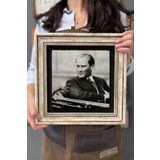 FİNS STONE DECOR Çerçeveli Tablo Taş Duvar Dekoru 30 X 30 Cm Atatürk Arabada CDD3030-910