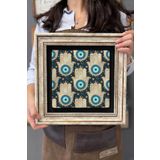 FİNS STONE DECOR Çerçeveli Tablo Taş Duvar Dekoru 30 X 30 Cm Fatma Ana Eli Ve Nazar Boncuğu CDD3030-1095
