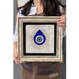 FİNS STONE DECOR Çerçeveli Tablo Taş Duvar Dekoru 30 X 30 Cm Nazar Boncuğu Tablosu CDD3030-1507