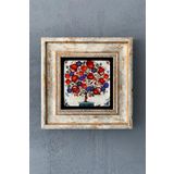 FİNS STONE DECOR Çerçeveli Taş Duvar Dekoru Tablo 20 x 20 cm Nar Ağacı Hediyelik FCDD1-40-471