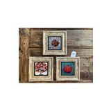 Fins Stone Decor Çerçeveli Taş Duvar Dekoru Tablo 3'Lü 20X20 Cm Nar Ağaci Bereket Temali Set Hediyelik F3Cdd-40-013