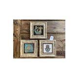 FİNS STONE DECOR Çerçeveli Taş Duvar Dekoru Tablo 3'lü Set 20x20 cm Şahmeran Yaşam Çiçeği Fatma Ana Hediyelik F3CDD-40-354