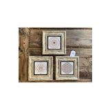 FİNS STONE DECOR Çerçeveli Taş Tablo 20x20 cm 3 Lü Set Yaşam Çiçeği Sri Yantre Torus Hediyelik F3CDD-40-277