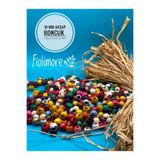 Fiolimore 10 mm Karışık Renk Ahşap Boncuk (50 Gram 155 Adet) Delik Çapı 5 mm Yuvarlak Geniş Delik Renkli Tahta