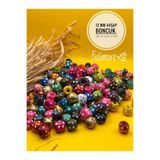Fiolimore 12 Mm Çiçek Puantiye Desenli Ahşap Boncuk (25 GRAM 40 ADET) Delik Çapı 4 Mm Renkli Tahta
