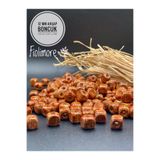 Fiolimore 12 mm Desenli Küp Ahşap Boncuk (25 Gram 35 Adet) Delik Çapı 4 mm Makrome Takı Bileklik