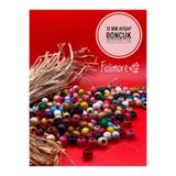 Fiolimore 12 mm Karışık Renk Ahşap Boncuk (50 Gram 105 Adet) Delik Çapı 5 mm Yuvarlak Geniş Delik Renkli Tahta