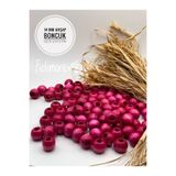 Fiolimore 14 mm Fuşya Pembe Ahşap Boncuk (50 Gr 47 Adet)Geniş Delik Çapı 6 mm Makrome Çanta Bileklik Takı