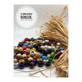 Fiolimore 14 mm Karışık Renk Ahşap Boncuk (50 Gram 60 Adet) Delik Çapı 6 mm Yuvarlak Geniş Delik Renkli Tahta