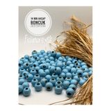 Fiolimore 14 mm Mavi Renk Ahşap Boncuk (50 Gr 47 Adet)Geniş Delik Çapı 6 mm Makrome Çanta Bileklik Takı Renkli