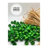 Fiolimore 14 mm Yeşil Ahşap Boncuk (50 Gr 47 Adet)Geniş Delik Çapı 6 mm Makrome Çanta Bileklik Takı Renkli
