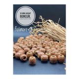 Fiolimore 16 mm Desenli Ahşap Boncuk (50 Gram 38 Adet) Delik Çapı 6 mm Makrome Takı Bileklik Yuvarlak