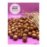 Fiolimore 17 mm Taba Kahve Ahşap Boncuk (50 Gram 30 Adet)Dar Delik Çapı 4mm Makrome Çanta Bileklik Takı Renkli