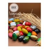 Fiolimore 20x30 mm Karışık Renkli Oval Ahşap Boncuk(13 Adet)Makrome Çanta Tasarım Tahta Boncuk Delik Çapı 7 mm