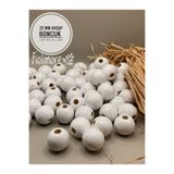 Fiolimore 22 mm Beyaz Ahşap Boncuk (50 Gram 15 Adet) Dar Delik Çapı 5 mm Makrome Çanta Bileklik Takı Renkli