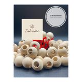 Fiolimore 22 mm Ham Ahşap Boncuk (50 Gram 17 Adet) Delik Çapı 10 mm Yuvarlak Tahta Geniş Delik