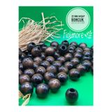 Fiolimore 22 mm Kahverengi Ahşap Boncuk (50 Gr 13 Adet)Geniş Delik Çapı 8 mm Makrome Çanta Bileklik Takı