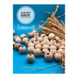 Fiolimore 24 mm Ham Ahşap Boncuk (13 Adet) Yuvarlak Makrome Çanta Tasarım Tahta Boncuk Delik Çapı 9 mm