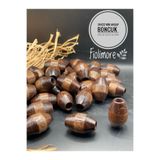 Fiolimore 34x22 mm Kahverengi Oval Silindir Ahşap Boncuk (10 Adet) Delik çapı 10 mm Makrome Tahta