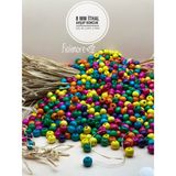 Fiolimore 8 mm İthal Karışık Renk Ahşap Boncuk (25 Gram 135 Adet) Delik Çapı 2 mm Hobi Takı Tasarım Makrome Boncuğu