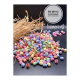 Fiolimore 8 mm Pastel Fıçı Figür Oval Boncuk (25 Gram 115 Adet) Plastik Karışık Renk Takı Hobi Boncuğu