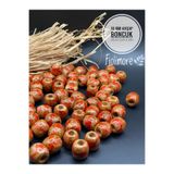 Fiolimore Desenli Ahşap Boncuk 16 mm(50 gr 40 Adet)Delik Çapı 6mm Makrome Çanta Bileklik Kolye Tahta Boncuk