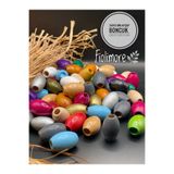 Fiolimore Oval Ahşap 24x16 Mm Renkli Boncuk (50 GRAM 25 ADET) Delik Çapı 6 Mm Badem Tahta Boncuk