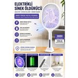 FİOPLUS Şarjlı Sinek Öldürücü Sivrisinek Raketi Elektrikli Karasinek Haşere Kovucu Mor Işıklı Sineklik Aleti