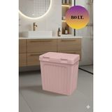 Fiora 80 Lt.çift Bölmeli Çamaşır Sepeti - Pudra - Pembe