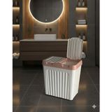 Fiora 80 Lt.Çift Bölmeli Kirli Çamaşır Sepeti - Beyaz - Rose