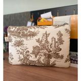 Fiorbag El Yapımı Toile De Jouy Desenli Tablet Çantası 11 Inç Gündelik Askısız Kadın El Çantası - 11inç - Kahverengi