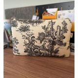 Fiorbag El Yapımı Toile De Jouy Desenli Tablet Çantası 11 Inç Gündelik Askısız Kadın El Çantası - 11inç - Siyah