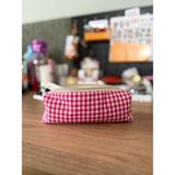 Fiorbag Kalem Kutusu Yıkanabilir Kalem Kutusu Tek Bölmeli Fermuarlı Kalemlik Astarlı Okul Kalem Kutusu Desenli Astarlı Tek Bölmeli Kalemlik -El Yapımı - Açık Pembe