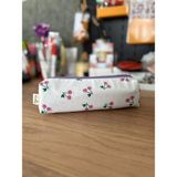 Fiorbag Kalem Kutusu Yıkanabilir Kalem Kutusu Tek Bölmeli Fermuarlı Kalemlik Astarlı Okul Kalem Kutusu Desenli Astarlı Tek Gözlü Kalemlik -El Yapımı - Mor - Bej