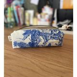 Fiorbag Vintage Desenli Astarlı Tek Bölmeli Kalemlik -El Yapımı - Mavi