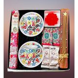 Fiorella Gift Beyaz El Yapımı Çini Fincan - Tütsü Seti - Lotus Mum - Kahve - Mendil - Hediye Seti