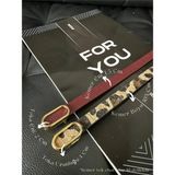 Fiori 2'li Ithal Oval Gold Tokalı Ince Kemer, Pantolon Kemeri, Gömlek Kemeri, Ceket Kemeri - Tek Ebat - Bordo - Leopar