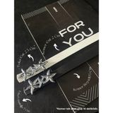 Fiori 2'li Yıldız Gümüş Tokalı Kadın Kemeri, Ceket Kemeri, Gömlek Kemeri, Elbise Kemeri - Tek Ebat - Siyah - Beyaz - Gümüş